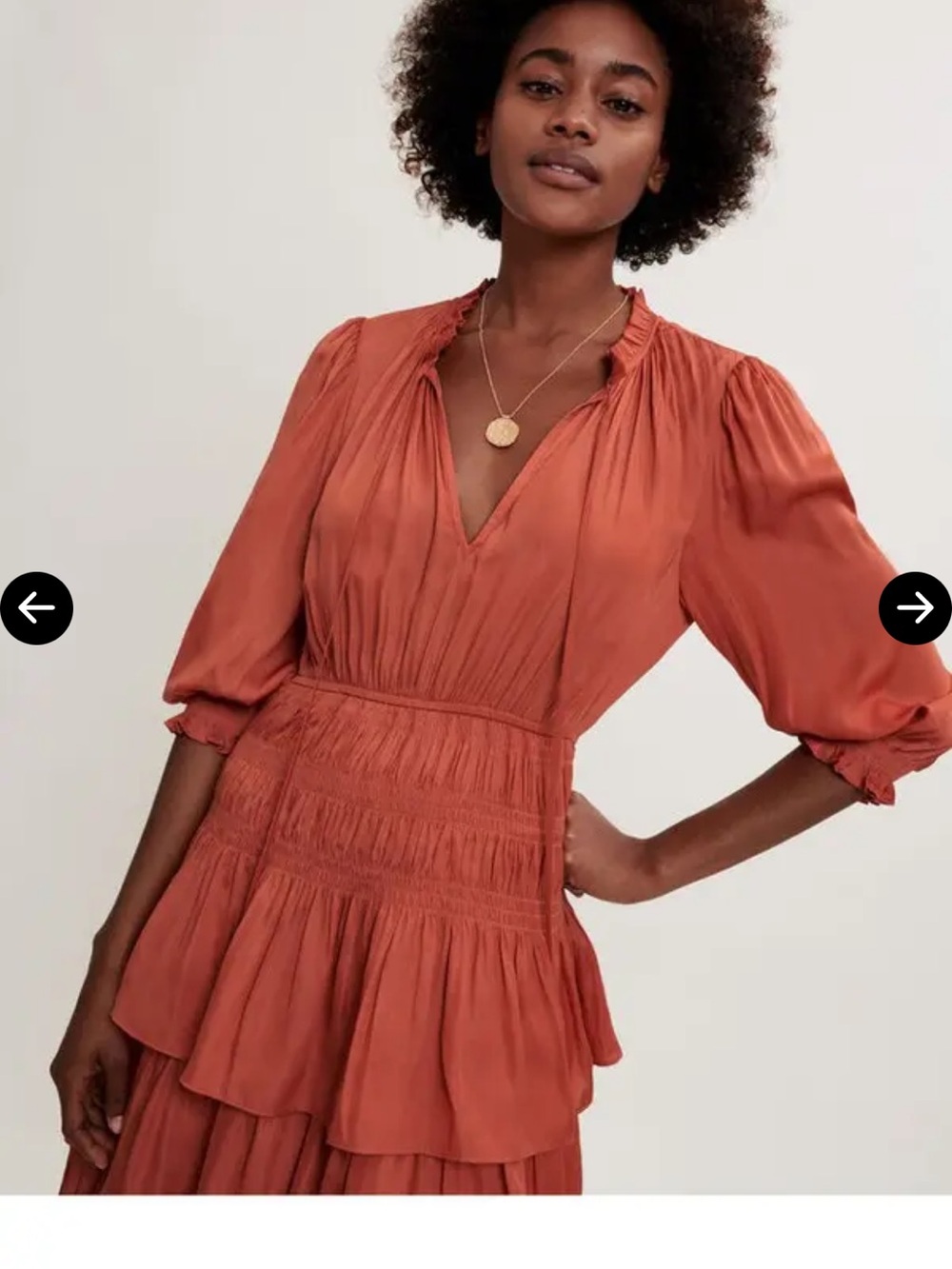 Maje Radjinette tiered satin rust dress - Picture 4 of 9